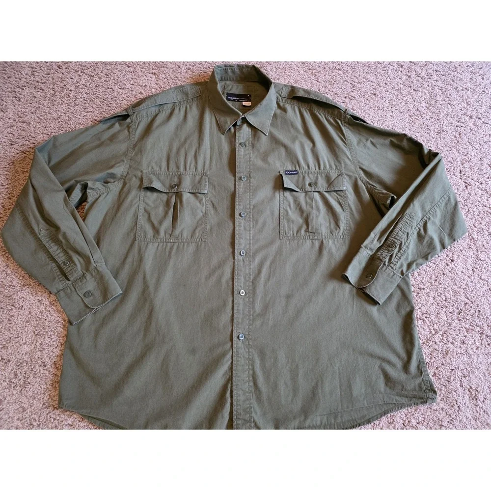 Rocawear Shirt‎ Mens 3X-LARGE XXX 100% Cotton Military Green Button